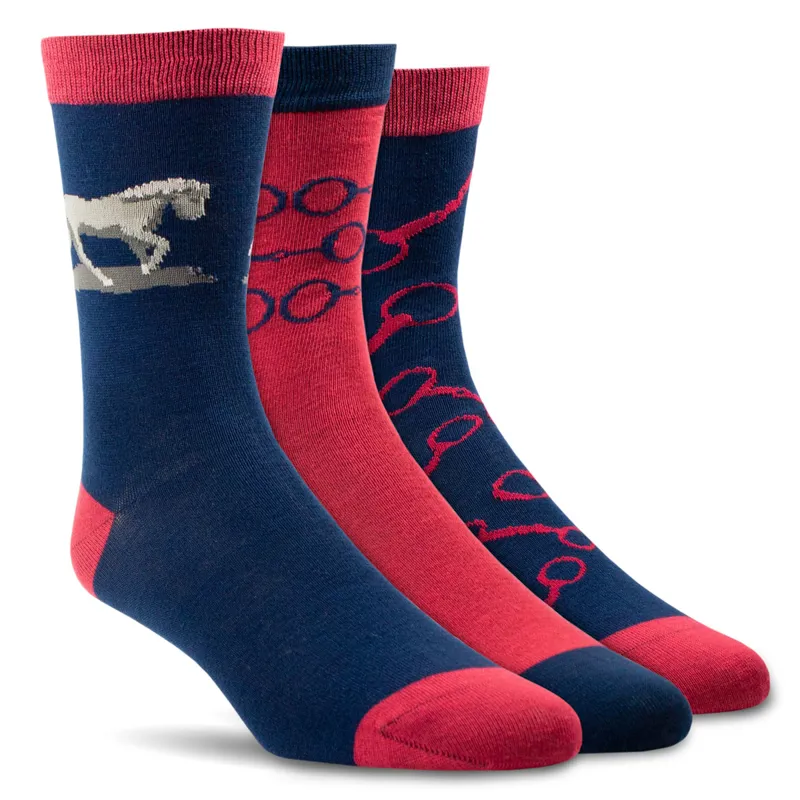 Ariat Women's Charm Crew Socks - Navy Snaffle