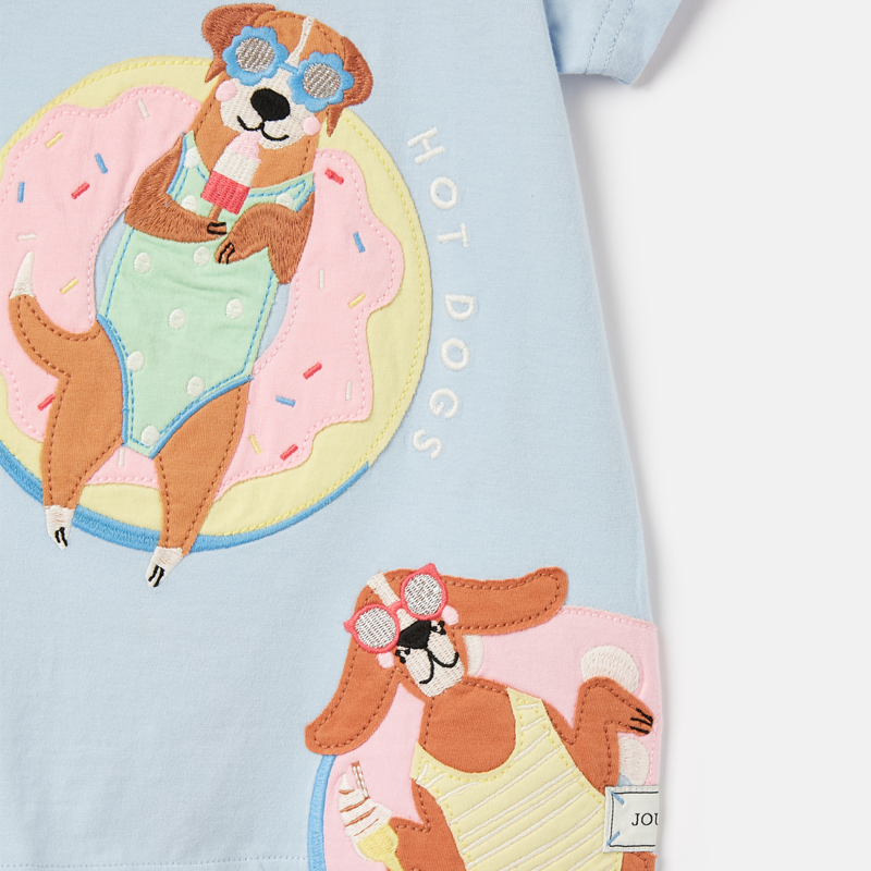 Joules Girls' Astra Artwork T-Shirt - Light Blue-3