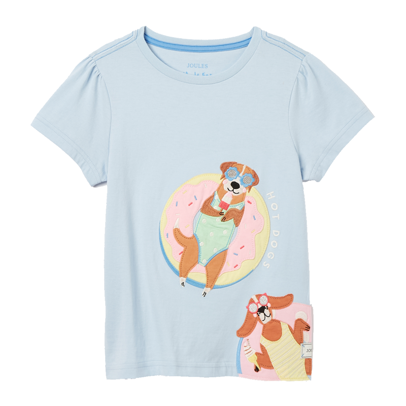Joules Girls' Astra Artwork T-Shirt - Light Blue