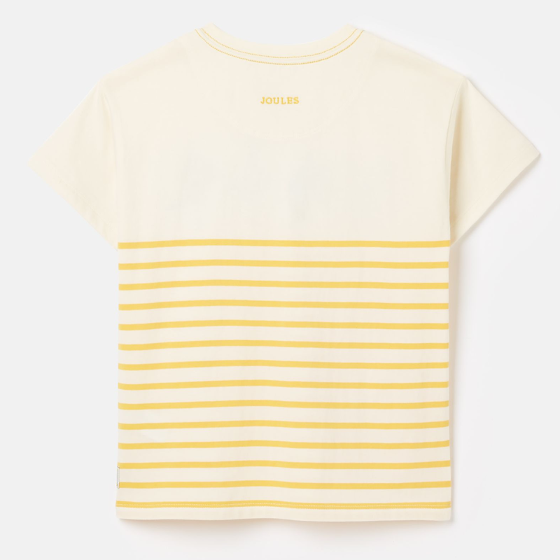 Joules Astra Children's Short Sleeve Artwork T-Shirt - Cream Gold Stripe-1