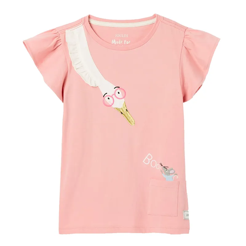 Joules Frill Astra Children's Artwork T-Shirt - Soft Pink