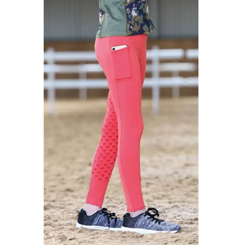 Aubrion Albany Maids Riding Tights - Coral