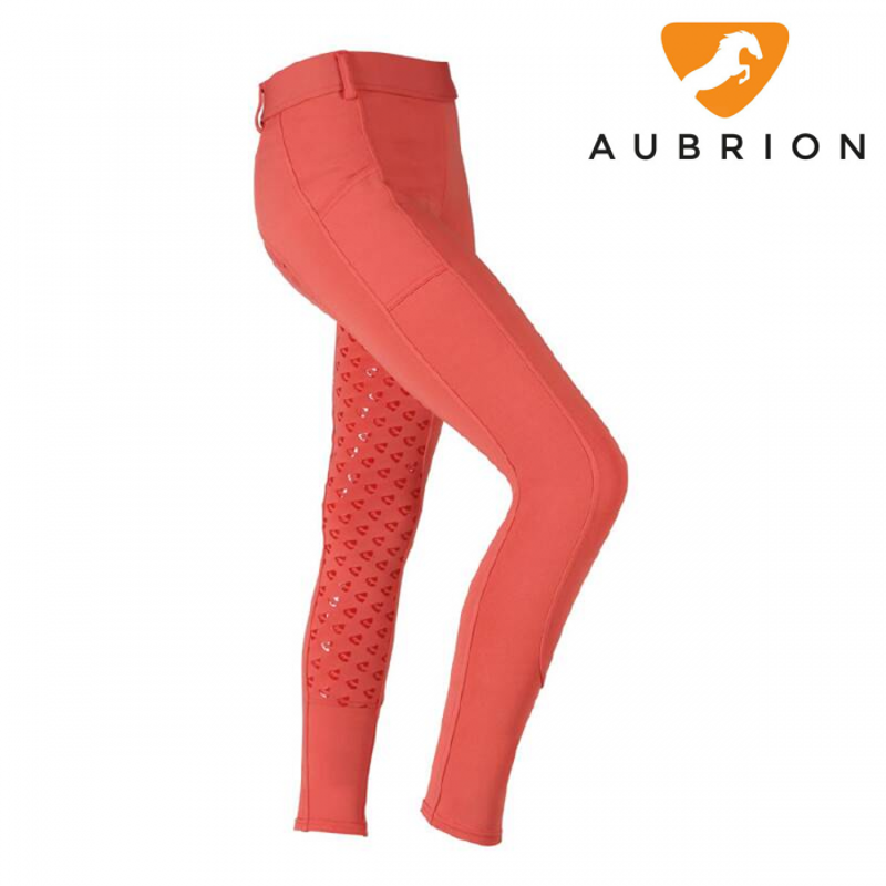 Aubrion Albany Maids Riding Tights - Coral-1