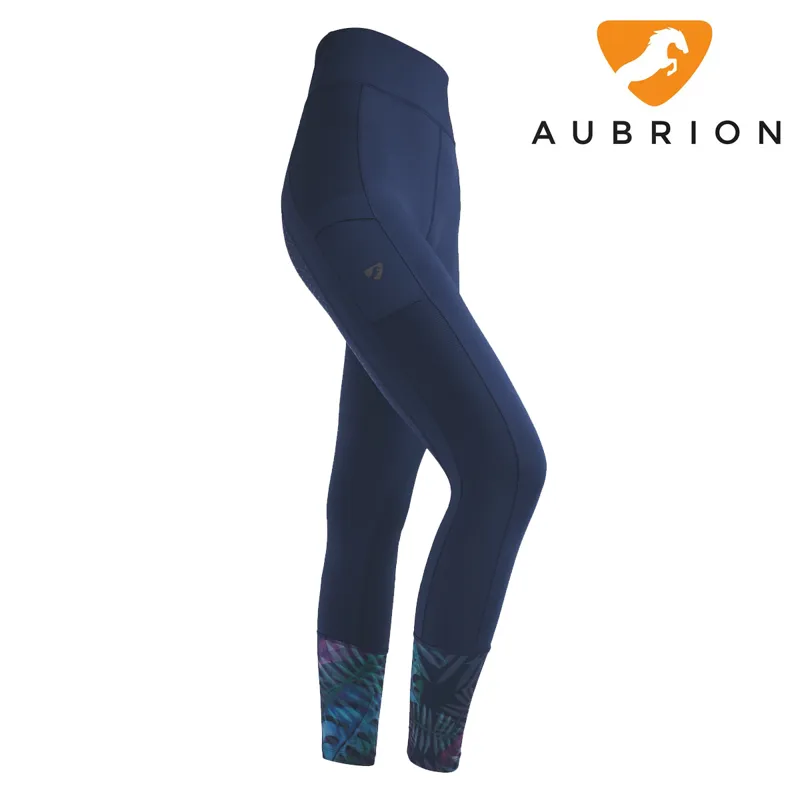 Aubrion Maids Manor Text Riding Tights - Navy
