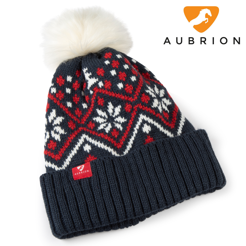 Aubrion Christmas Bobble Hat - Navy