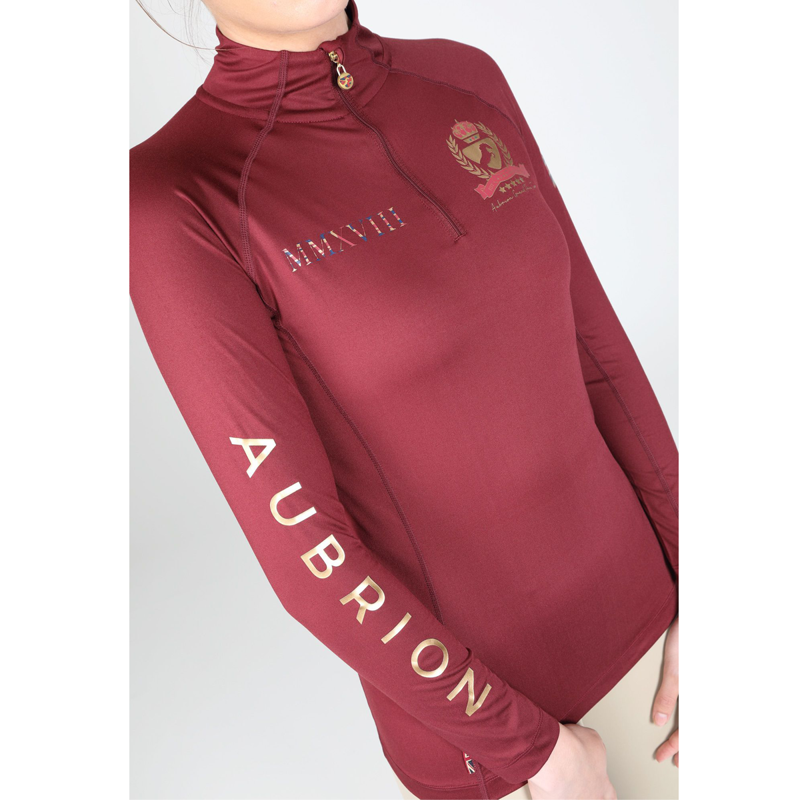 Aubrion Team Long Sleeve Base Layer - Maids - Burgundy-1