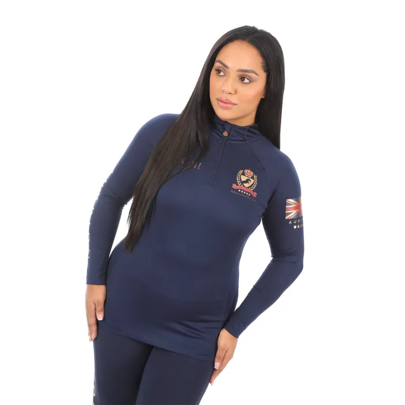 Aubrion Team Long Sleeve Base Layer - Maids - Navy-1