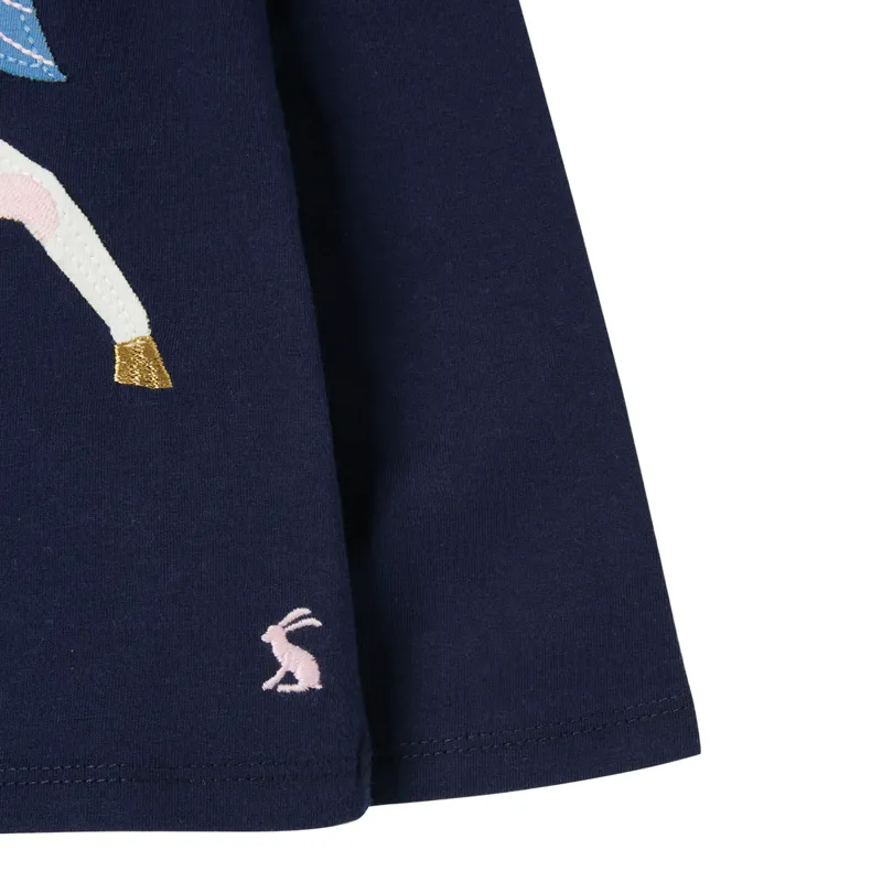 Joules Ava Long Sleeve Applique Artwork T-Shirt - Navy Horse-3