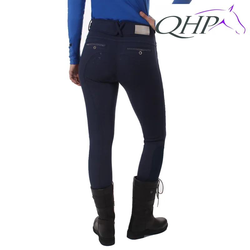 QHP Breeches Softshell Aylinn Anti-Slip Full Seat - Navy-1