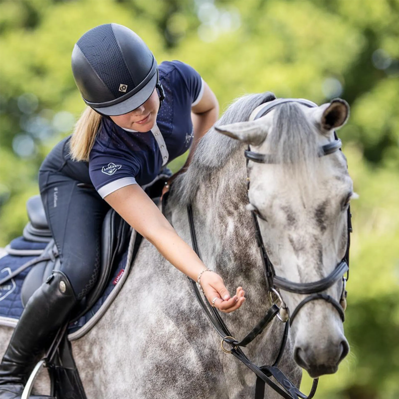 Charles Owen AYR8 Plus Leather Look Riding Hat - Navy-2