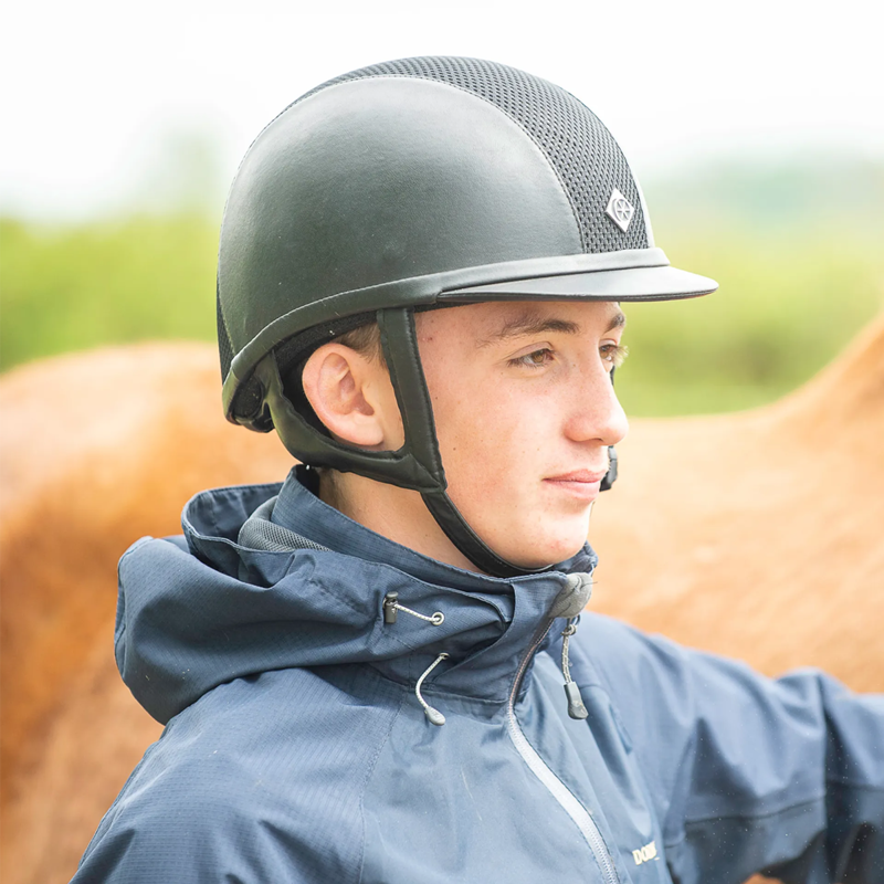 Charles Owen AYR8 Leather Look Plus Riding Hat - Round - Black-3