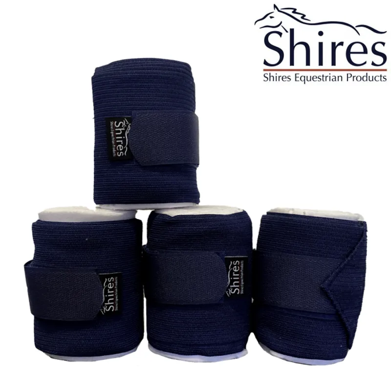 Shires Elastic Fleece Bandages - 4 Pack - Navy