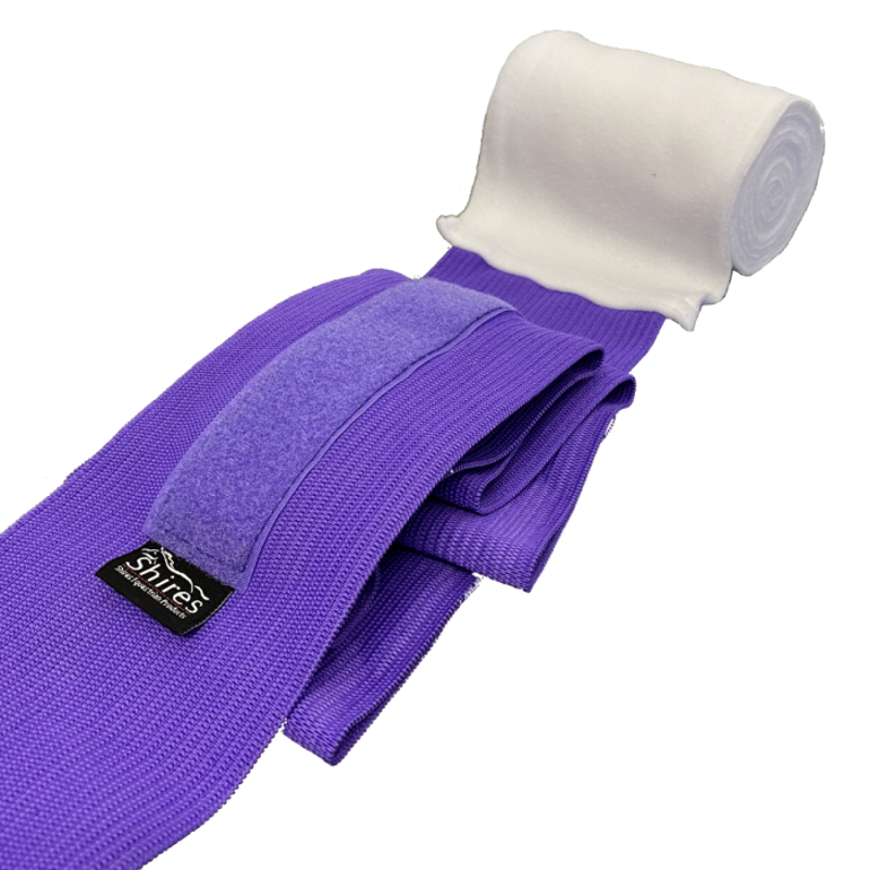 Shires Elastic Fleece Bandages - 4 Pack - Purple-1