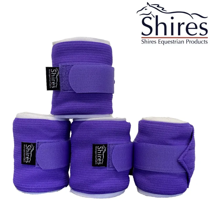 Shires Elastic Fleece Bandages - 4 Pack - Purple