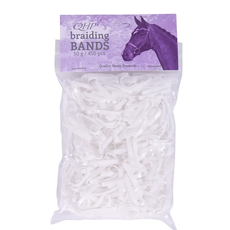 QHP Rubber braiding bands wide - White