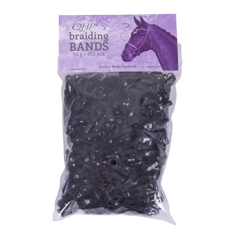 QHP Rubber braiding bands wide - Black