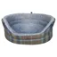Hem and Boo Luxury Country Check Oval Dog Bed - Blue Check/Grey