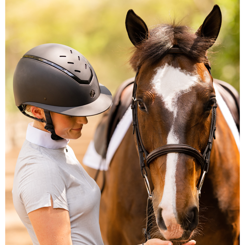 EQX by Charles Owen Kylo Wide Peak Riding Hat - Black Matte/Black Gloss-4