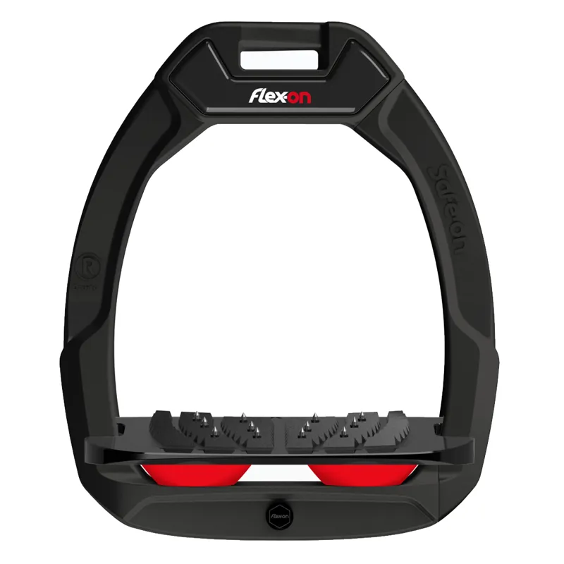 Flex-On Safe-On Inclined Ultra-Grip Stirrups - Black/Black/Red