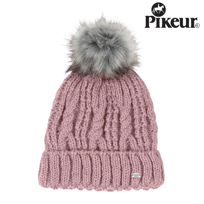 Pikeur Bobble Hat with Faux Fur Pom Pom - Violet Grey