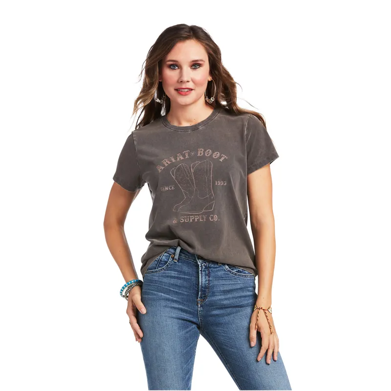 Ariat Womens Real Boot Co Tee - Charcoal Mineral Wash