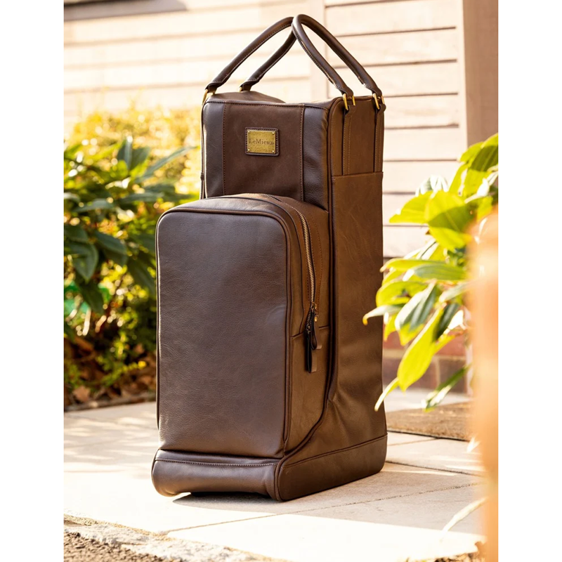 LeMieux PU Leather Boot Bag - Brown-2