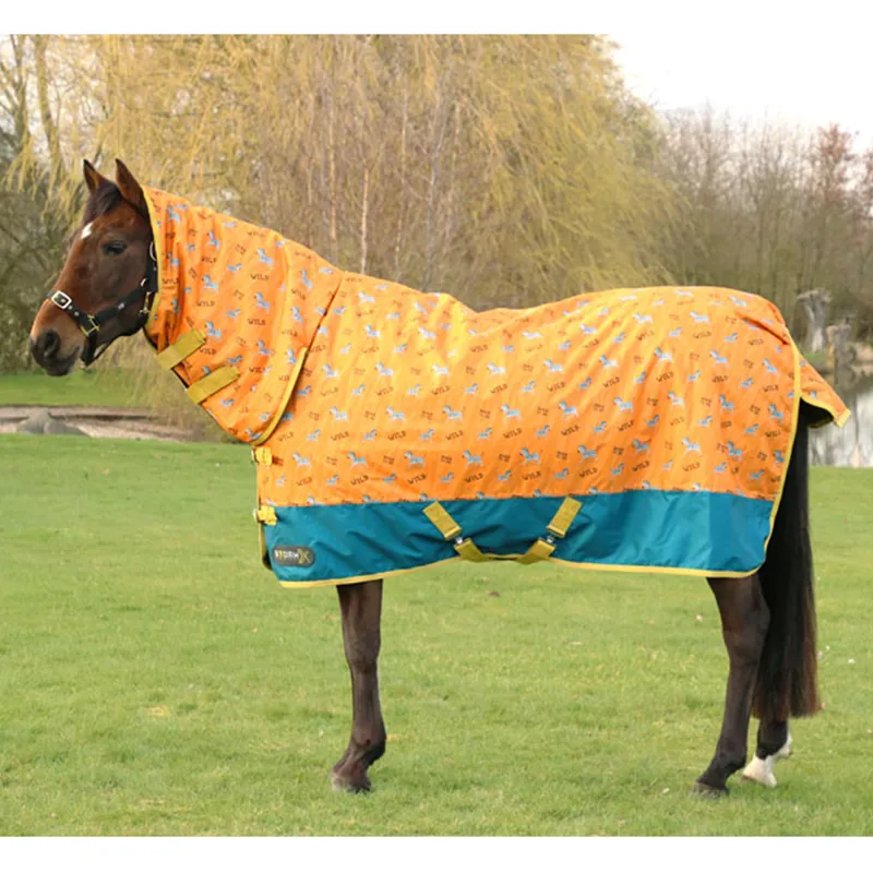 Hy StormX Original Born To Be Wild 200g Combi Turnout Rug  - Safari Orange/Petrol