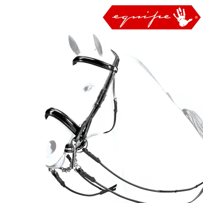 Equipe Patent Rolled Double Bridle - Black