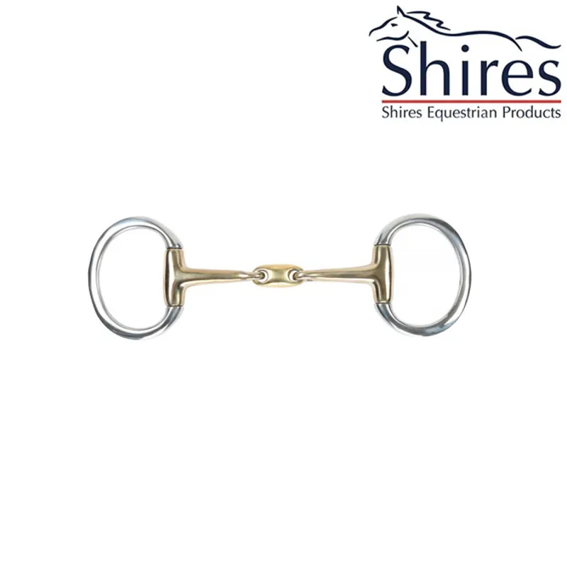 Shires Brass Alloy Flat Ring Eggbutt Snaffle with Lozenge Bit