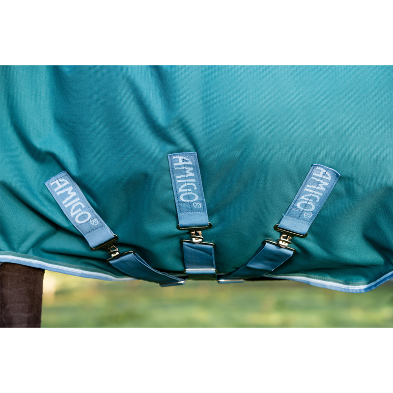 Horseware Amigo Bravo 12 Plus 400g Turnout Rug - Storm Green/Turquoise/Aqua/Blue-3