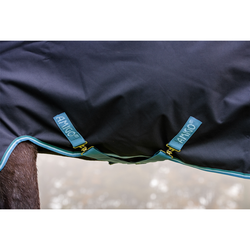 Horseware Amigo Bravo 12 Original 50g Turnout Rug - Navy/Turquoise/Aqua/Blue-3
