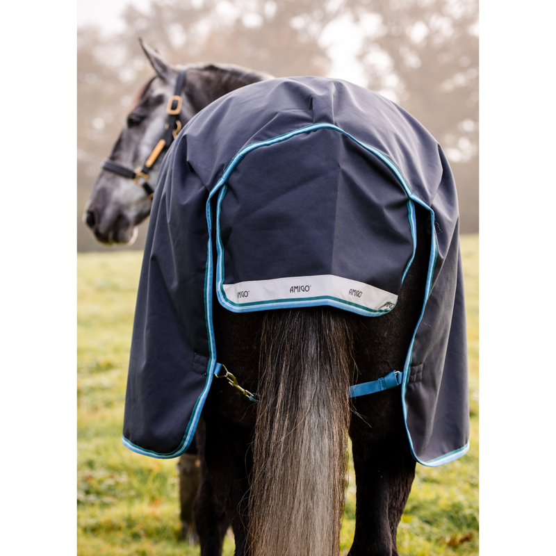 Horseware Amigo Bravo 12 Original 50g Turnout Rug - Navy/Turquoise/Aqua/Blue-2