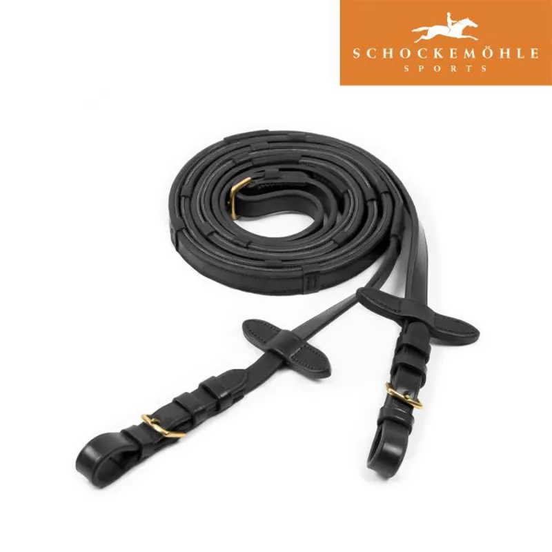 Schockemohle Bridle Reins Rubberised - Black With Silver