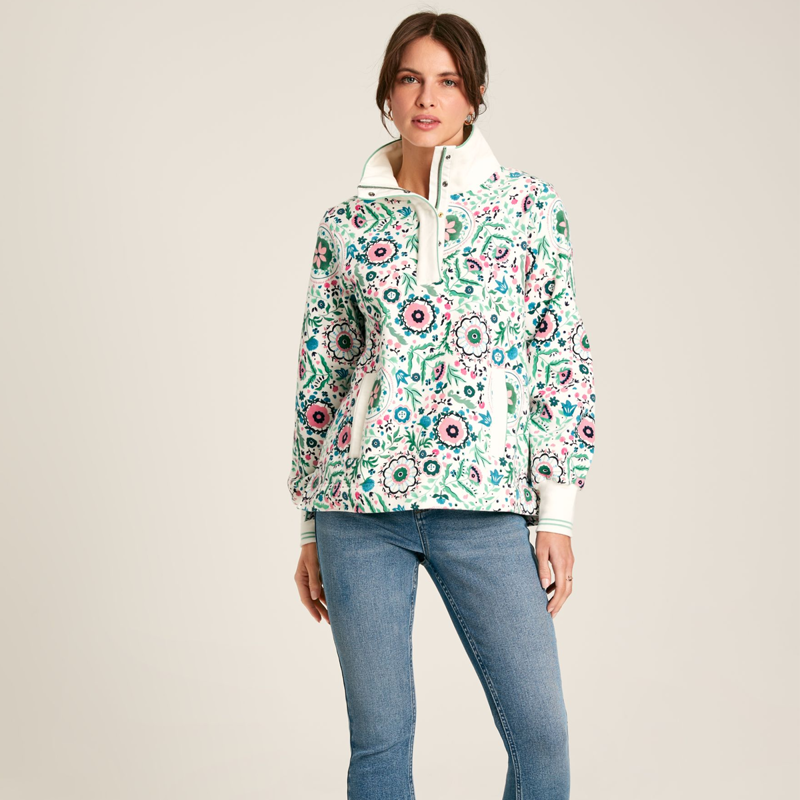 Joules Burnham Ladies Jersey Relaxed Fit Sweatshirt - Cream Paisley-3