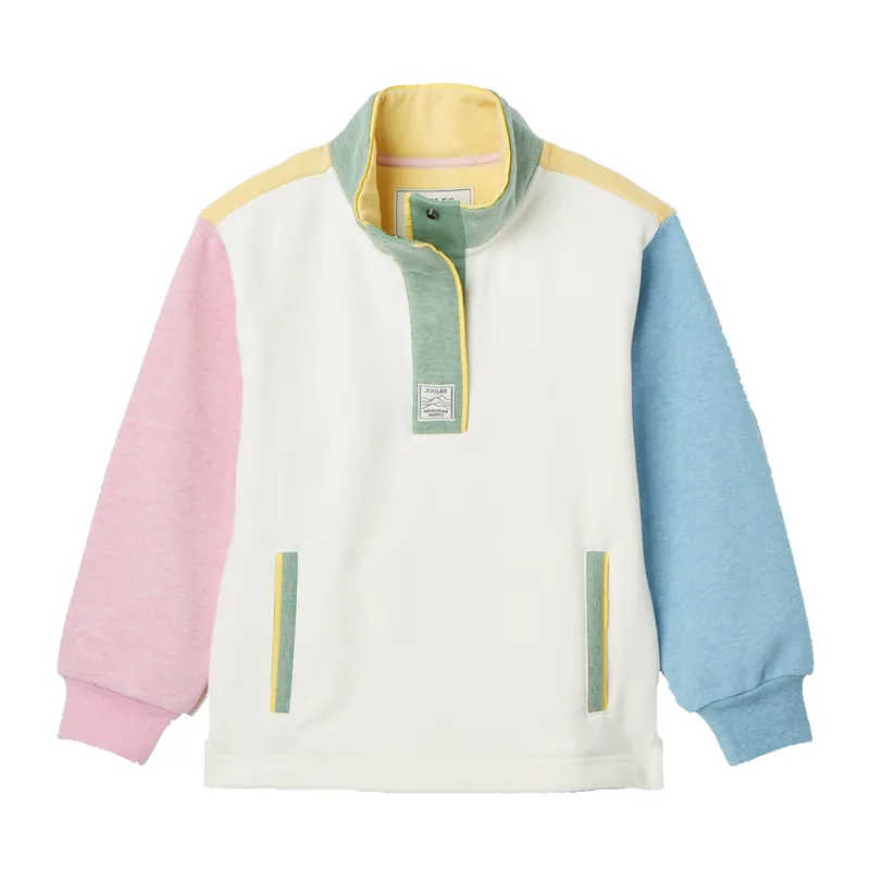 Joules Girls' Burnham Funnel Neck Sweatshirt - Cream Colourblock