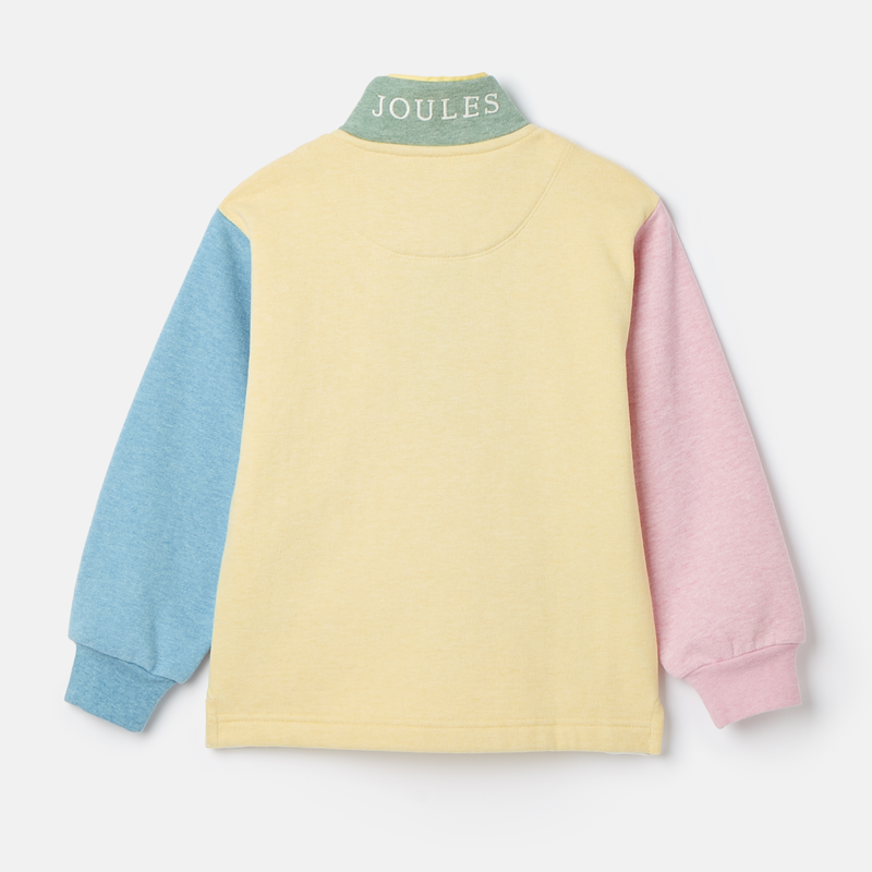 Joules Girls' Burnham Funnel Neck Sweatshirt - Cream Colourblock-1