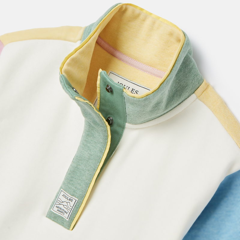 Joules Girls' Burnham Funnel Neck Sweatshirt - Cream Colourblock-2