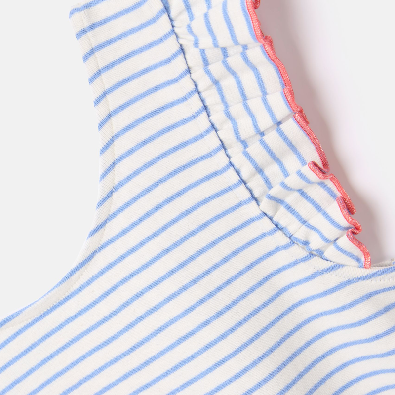 Joules Girls' Butterfly Frill Stripe Vest - Blue Stripe-3