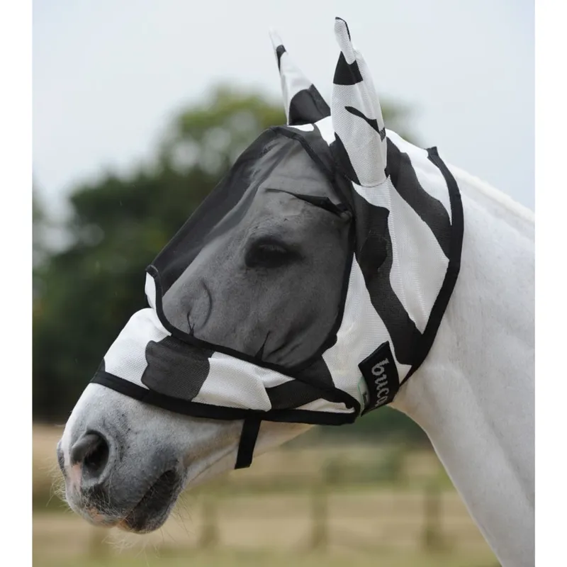 Bucas Buzz-Off Zebra Deluxe Fly Mask with Ears - Zebra