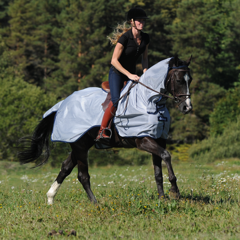 Bucas Buzz-Off Riding Fly Rug - Blue-1