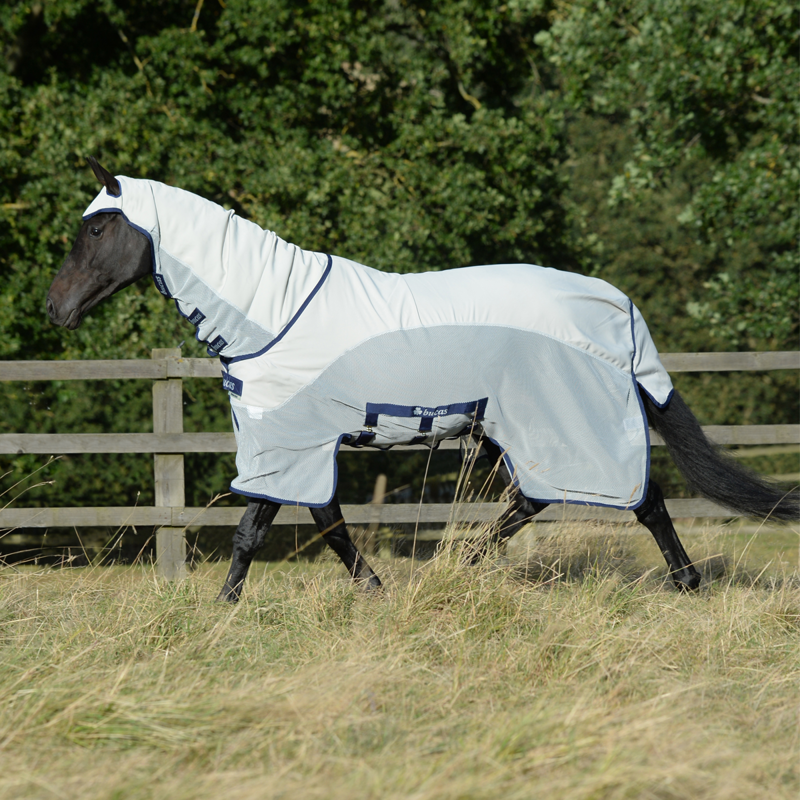 Bucas Sweet-Itch X Light Combi Neck Fly Rug - Silver-2