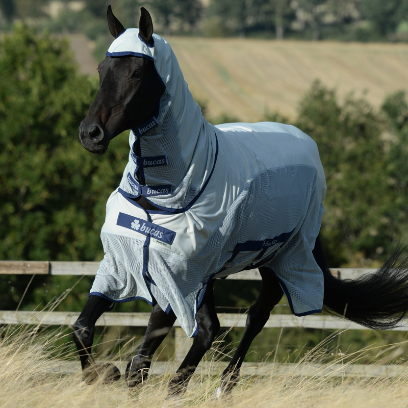 Bucas Sweet-Itch X Light Combi Neck Fly Rug - Silver-1