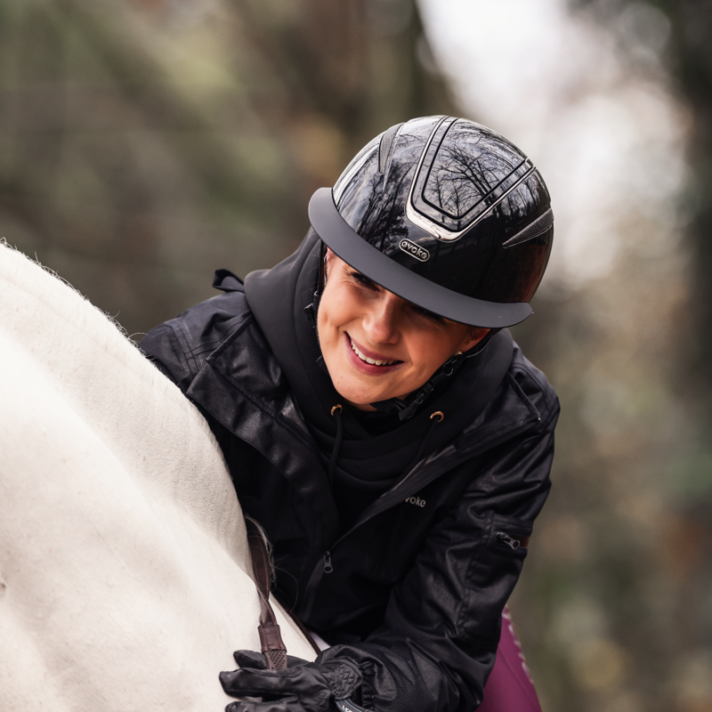 Evoke Callisto Classic Peak Riding Hat - Black Metallic/Gunmetal-5