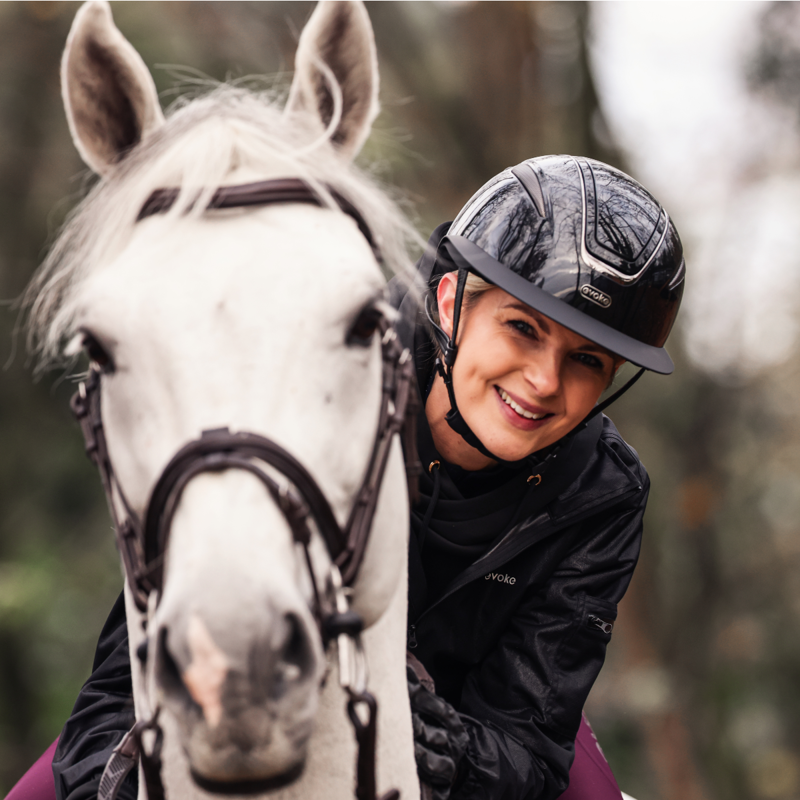 Evoke Callisto Classic Peak Riding Hat - Black Metallic/Gunmetal-4