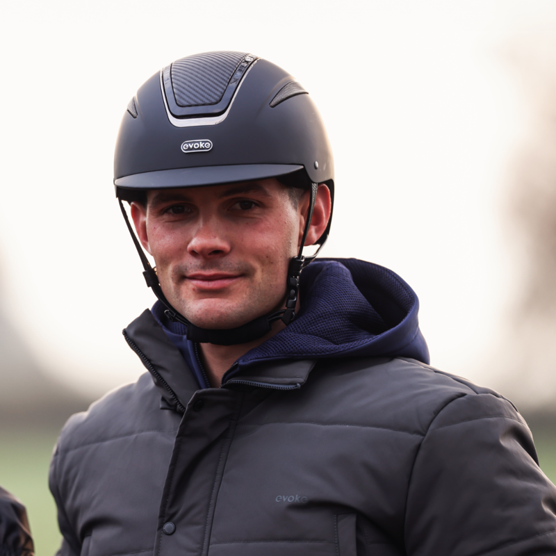 Evoke Callisto Classic Peak Riding Hat - Black/Silver-4