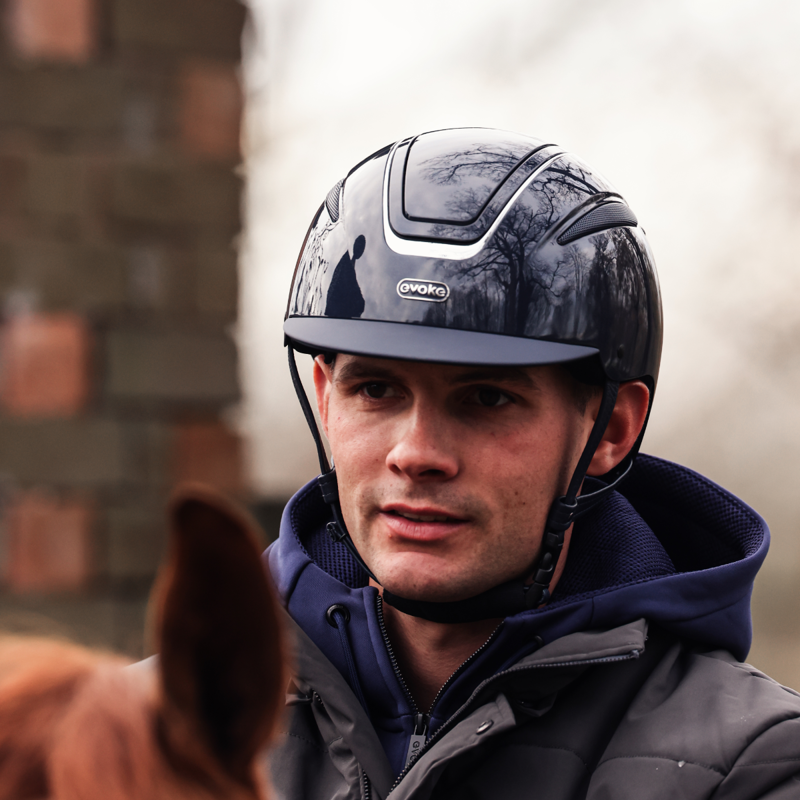 Evoke Callisto Classic Peak Riding Hat - Navy Metallic/Chrome-4