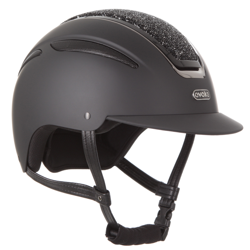 Evoke Callisto Classic Peak Riding Hat - Black/Black Crystal-1