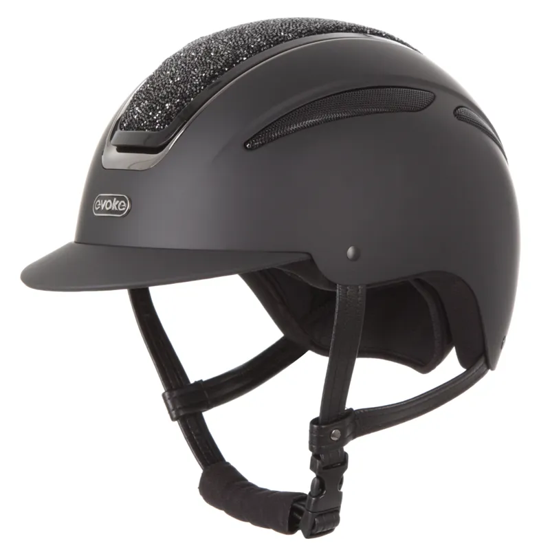 Evoke Callisto Classic Peak Riding Hat - Black/Black Crystal