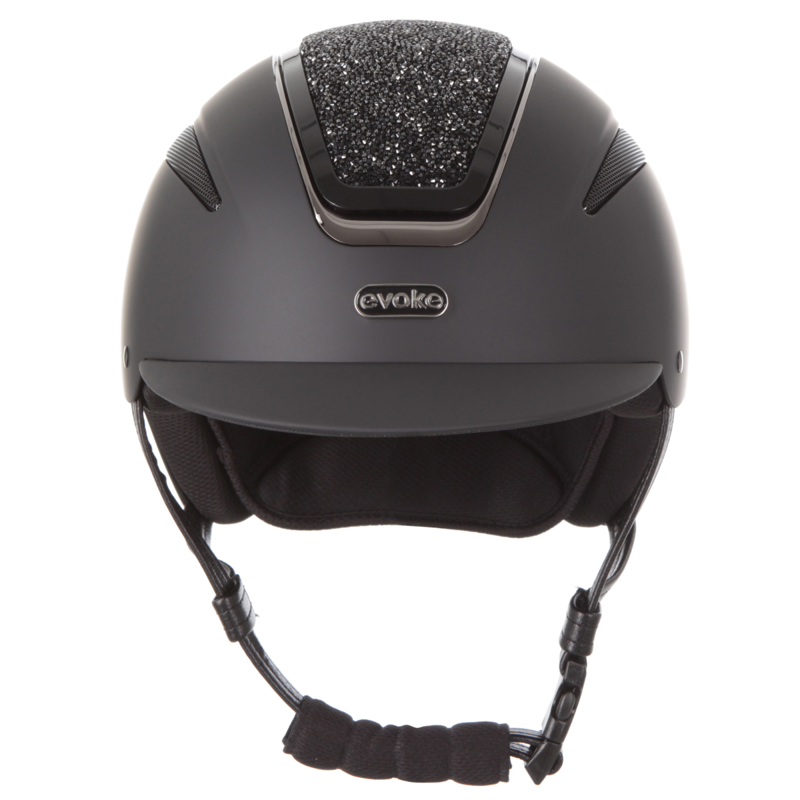 Evoke Callisto Classic Peak Riding Hat - Black/Black Crystal-2
