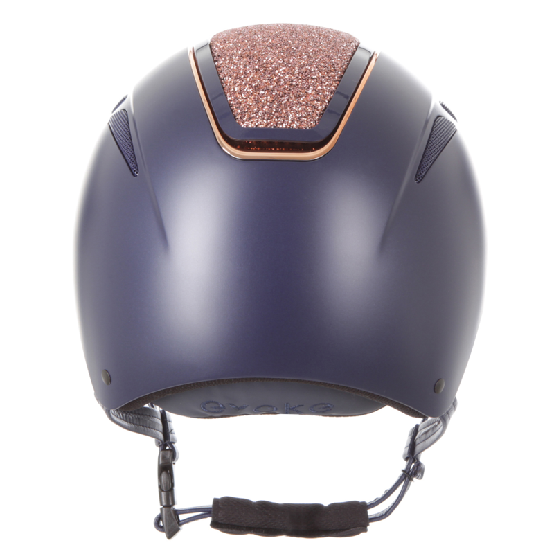 Evoke Callisto Classic Peak Riding Hat - Navy/Rose Gold Crystal-3